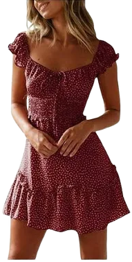 Clearance sale! Beshee Spring Summer Dresses for Women 2024 Summer Dress Sundress Dress Neckline Sleeve Print Pleated Sexy Women's Women's Dress