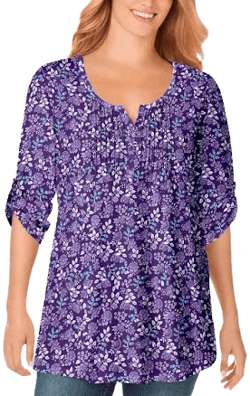 Woman Within Plus Size Pintucked Henley Tunic