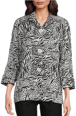 Ali Miles Woven Tunic Womens with Cuff Sleeves