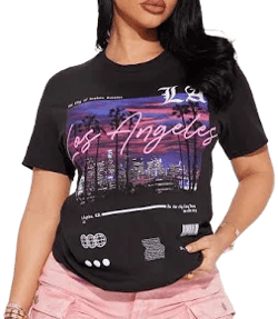 Fashion Nova Camisa De Manga Corta West Side Views Graphic T-Shirt
