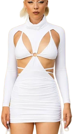 White Cut Out Lace Mini Dress