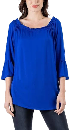 24Seven Comfort Apparel Women's Bell Sleeve Loose Fit Tunic Top