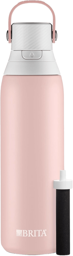Brita Stainless Steel Premium Filtering Water Bottle, BPA-Free, Reusable, Insulated, Replaces 300 Plastic Water Bottles, Filter Lasts 2 Months or 40 Gallons, Includes 1 Filter, Rose - 20 oz. 20 Ounces Rose