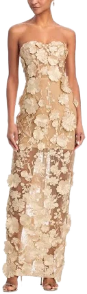 AQUA Women's 3D Floral Gown