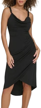 Siena Women's Stretch Cowl Neck Chain-Trim Bodycon Dress