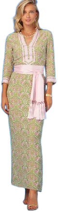 NICOBLU Capri Long Tunic Dress in Delicate Ferns