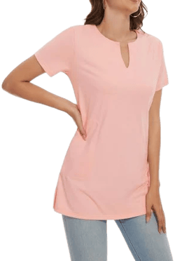Bassdash Women's UPF 50+ Short Sleeve Notch Neck Tunic Top