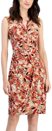 Kasper Women's Sleeveless Faux-Wrap Printed Dress