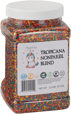 TROPICANA NONPAREIL BLEND -Dairy Free,Gluten-free,Egg Free,Vegan,Soy Free,Nuts Free,Kosher,Sprinkle Medley Mix,For Baking,Decorating,Cookies,Cupcakes,Cakes,Topping,Jimmies,Bulk Candy,Sugar Shapes