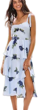 Francesca's Cindy Floral Tiered Midi Dress