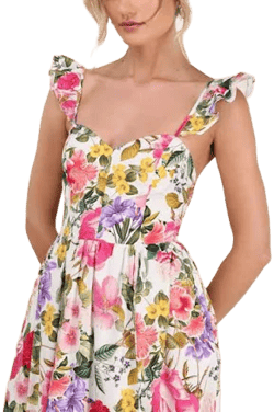 Lulus Ruffled Cotton Midi Dress