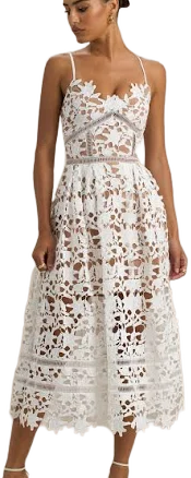 Zuri Lace Sweetheart Midi Dress with Cami Straps
