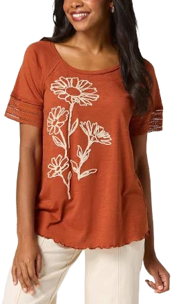 Floral Embroidered Lace Sleeve Tunic