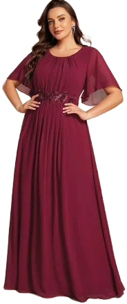 Ever-Pretty Neck 3/4 Sleeves Asymmetrical Hem Dress