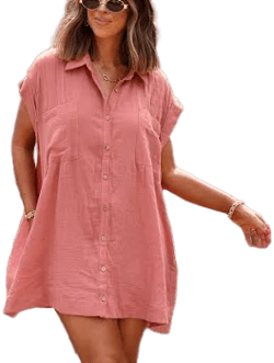 Magnolia Boutique Clay Belle Button Down Tunic Mini Dress