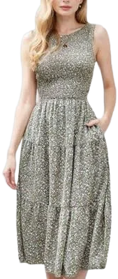Anna-Kaci Ditsy Floral Side Cutout Dress