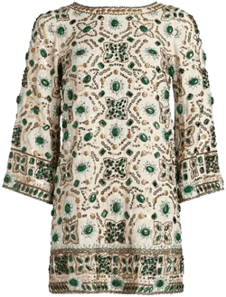 Alice + Olivia Eleonora Embellished Linen Tunic Minidress