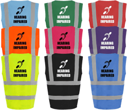 Hearing Impaired High Vis Vest Custom Printed Hi Viz Safety Vest Reflective Event Safety Visibility Jacket Coat Waistcoat