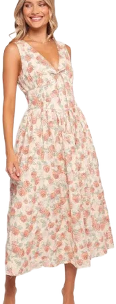Petal & Pup Women's Velda Floral Cotton Midi Dress