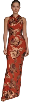 Donna Karan Women's Floral Sequin Halter Gown