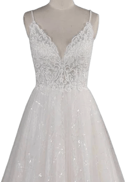A-Line Lace Wedding Dress with Spaghetti Straps and Beading