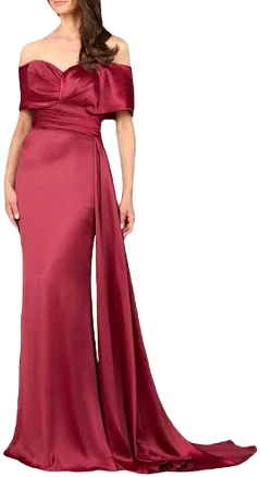 lara New York Women's Off Shoulder Satin Maxi Dress