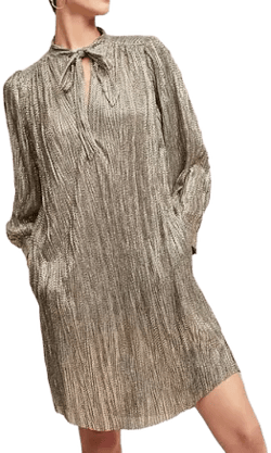 Sabina Musayev Tied Shimmer Tunic Dress with Pockets