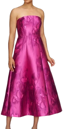 Kay Unger Women's Natalie Strapless Midi Dress