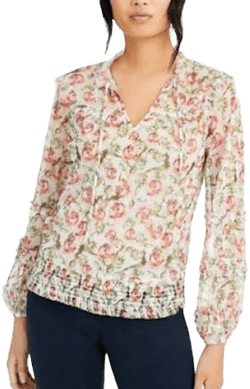 Inc Women's Sheer Long Sleeve V Neck Blouse