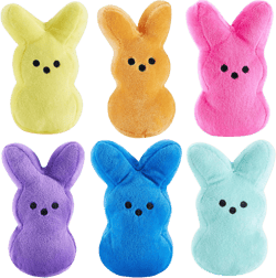 6PCS Easter Bunny Plush Toys, Cute Easter Bunny Stuffed Animals, Easter Party Favors Gift for Girls Boys Multi-6color
