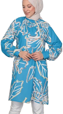 Modest Woman's Floral Abstract Tunic