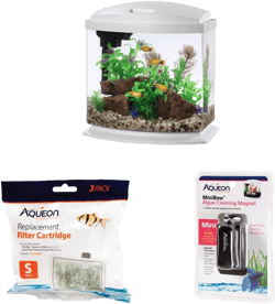 Aqueon LED MiniBow Aquarium Kit, White, 2.5 Gallon Bundle