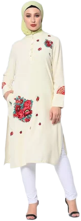 Floral Printed Patchwork Tunic with Pockets