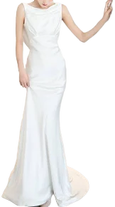 Satin Mermaid Wedding Dress with Open Back