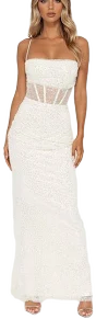 Fashion Nova Vanessa Corset Waist Sequin Gown