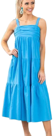 Women's Ruched Bodice Midi Dress