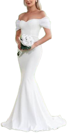 Off Shoulder Mermaid Hem Wedding Dress