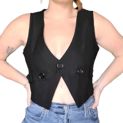 Y2K Office Siren Cropped Front Button Vest