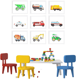 Vehicles Prints, Transportation Art, Trucks Prints, Nursery Poster, Construction Decor, Kids Wall Decor, Nursery Wall Art Set of 9 Prints