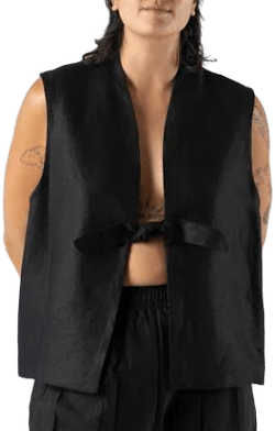 Modern Weaving Tie Front Vest