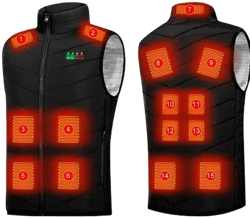 Men's Sleeveless Heated Vest with 4 Heating Levels and 15 Heating Zones