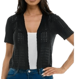 Nina Leonard Women's Open Stitch Crochet Bolero