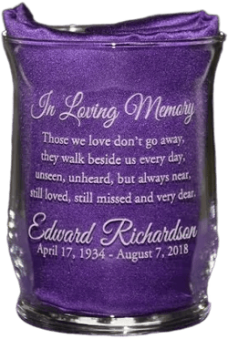 Personalized Engraved Memorial Glass Hurricane Votive Candleholder