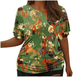 Women's Floral Print Loose Pleated Hem Tunic Tops