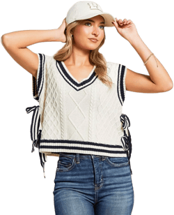 Blu Pepper Women's Cable Knit Sweater Vest
