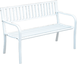 Outdoor Metal Bench, 2 Person Weatherproof Garden Bench With Armrests And Backrest, Ergonomic Design, 50 Inch Metal Bench For Patio Furniture, Front Porch Decoration And Outdoor Seating(White)