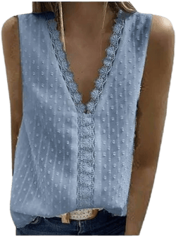 Women's Sleeveless Lace V-Neck Flowy Vest