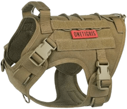 ONETIGRIS FIRE WATCHER K9 Harness 2.0 | Best Tactical MOLLE Vest for Service Dogs & Training Metal / M / Coyote Brown