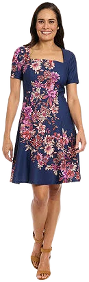 London Style Women's Floral Fit + Flare Dress
