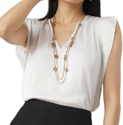 White House Black Market Women's V-Neck Ruched Shoulder Shell Top
